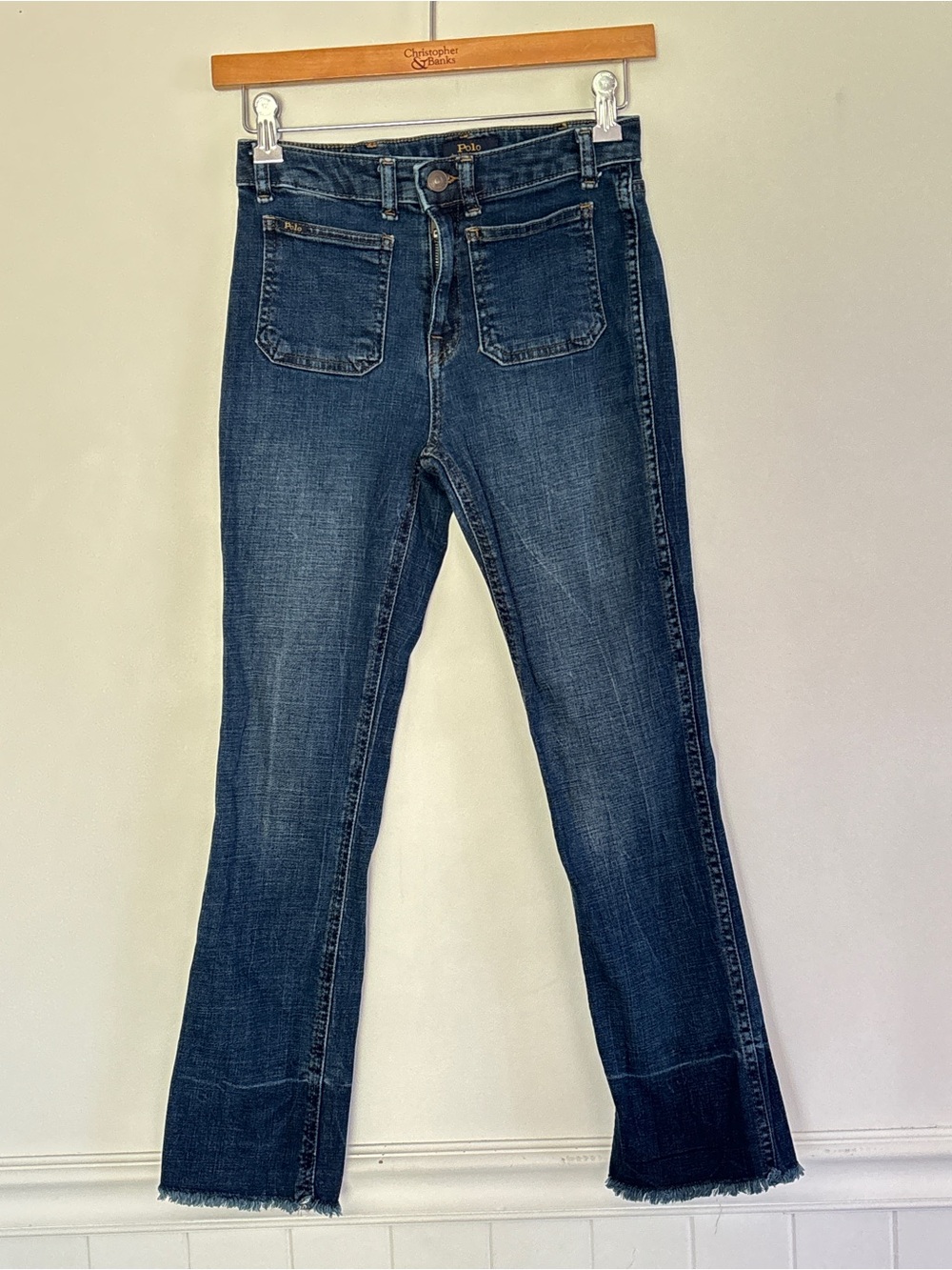 Polo Ralph Lauren Girls Straight Jeans Frayed Hem Size 12/14